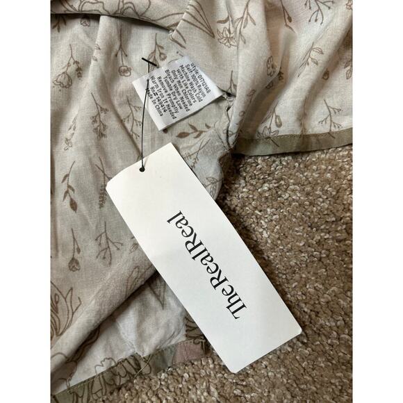 Johnny Was Oversized Puff-sleeve Shirt full button sage brown flowy SZ XS - Picture 5 of 7